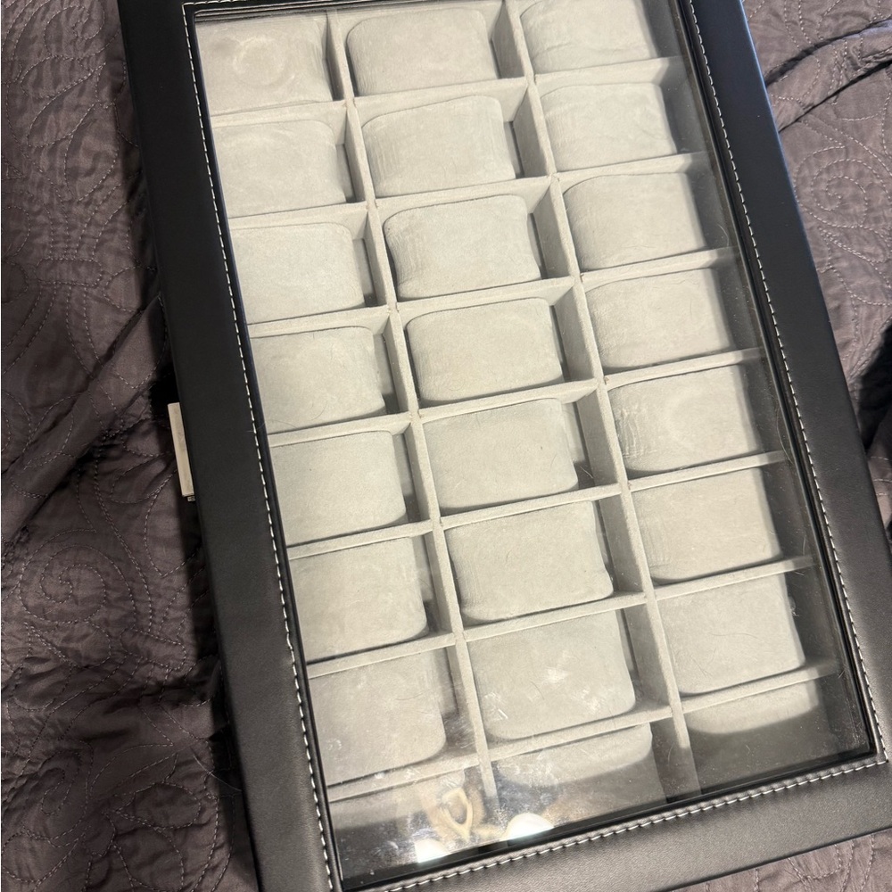 Black 24 Watch Display Case with Glass Top